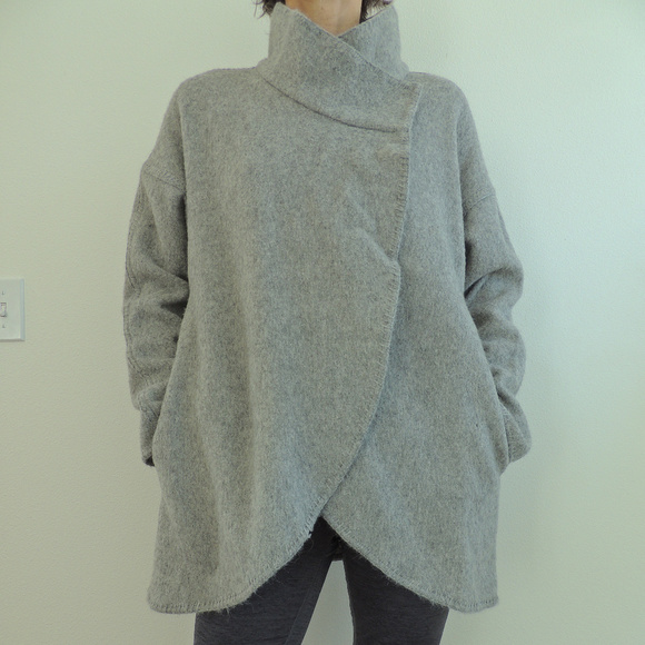 Alpaca wool blend wrap coat - Picture 4 of 4